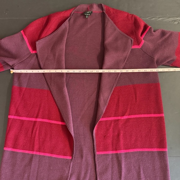 1X Merino Wool Talbots striped red and purple longline duster.96% Merino Wool X1 - Picture 4 of 6